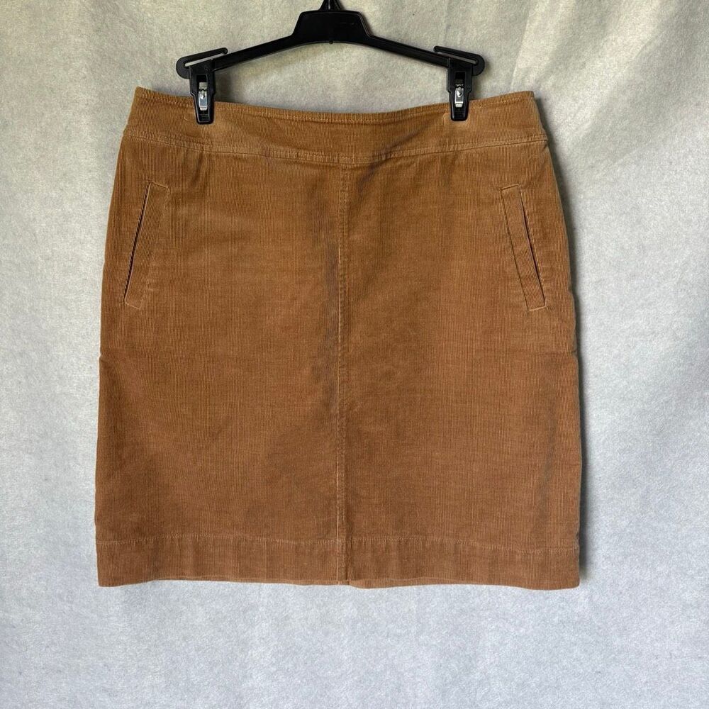 Talbots Skirt Size 8 Brown Corduroy Back Zipper Front Pockets Cotton Preppy